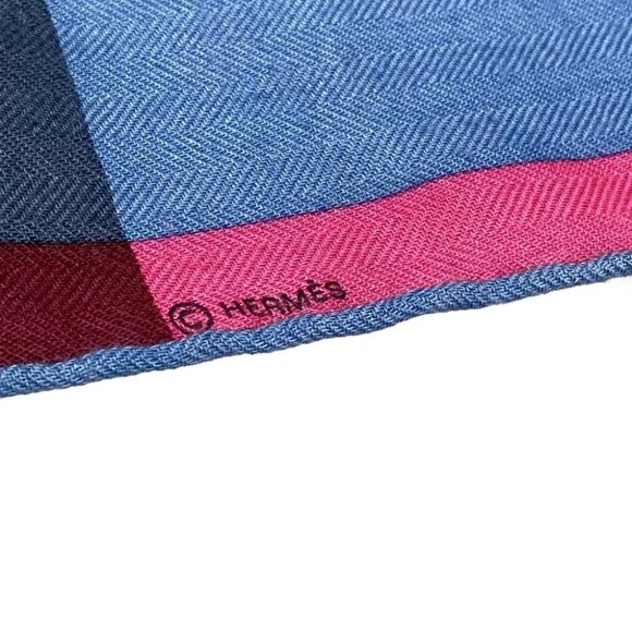HERMES Carre100 - Gray Blue Gray Multi Cashmere Silk Scarf - Picture 4 of 5